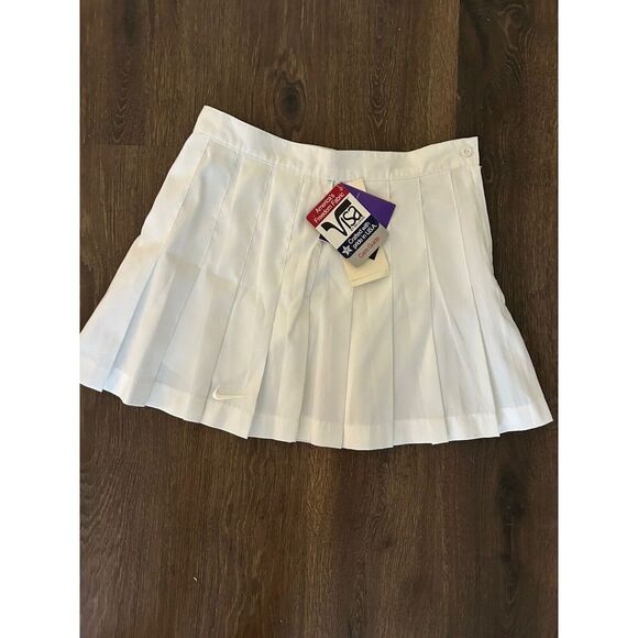 Vtg 90s Nike Pleated White Tennis Skirt‎ Swoosh Check Women 10 M